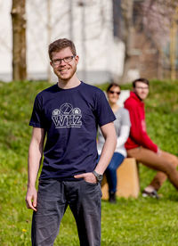 Herren T-Shirt dunkelblau FH-Zwickau mit weißem Aufdruck WHZ Logo